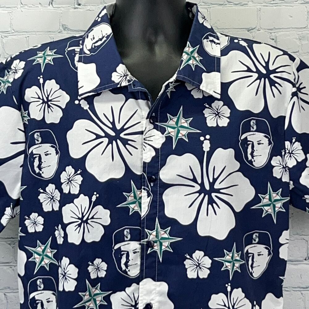 Seattle Mariners Lou Piniella Hawaiian Shirt SGA Short Sleeve Blue XL X-Large
